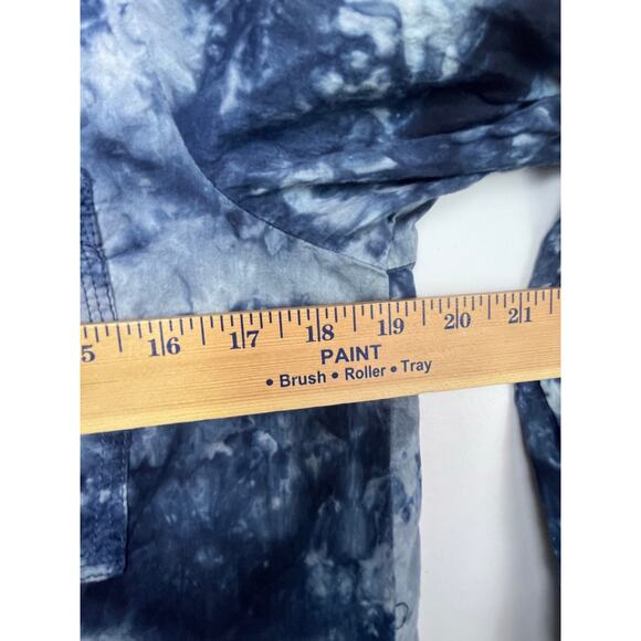 Pilcro Women's Size Medium Blue Tie Dye Long Sleeve Button Up Blouse Shirt Top - Picture 4 of 8